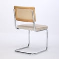 thumbnail image 5 of Dining Chairs Set of 2, Mid-Century Modern Velvet Upholstered Accent Chairs with Natural Cane Back & Stainless Chrome Base, Comfy Kitchen Chairs for Living Room Bedroom Office, Beige, 5 of 7