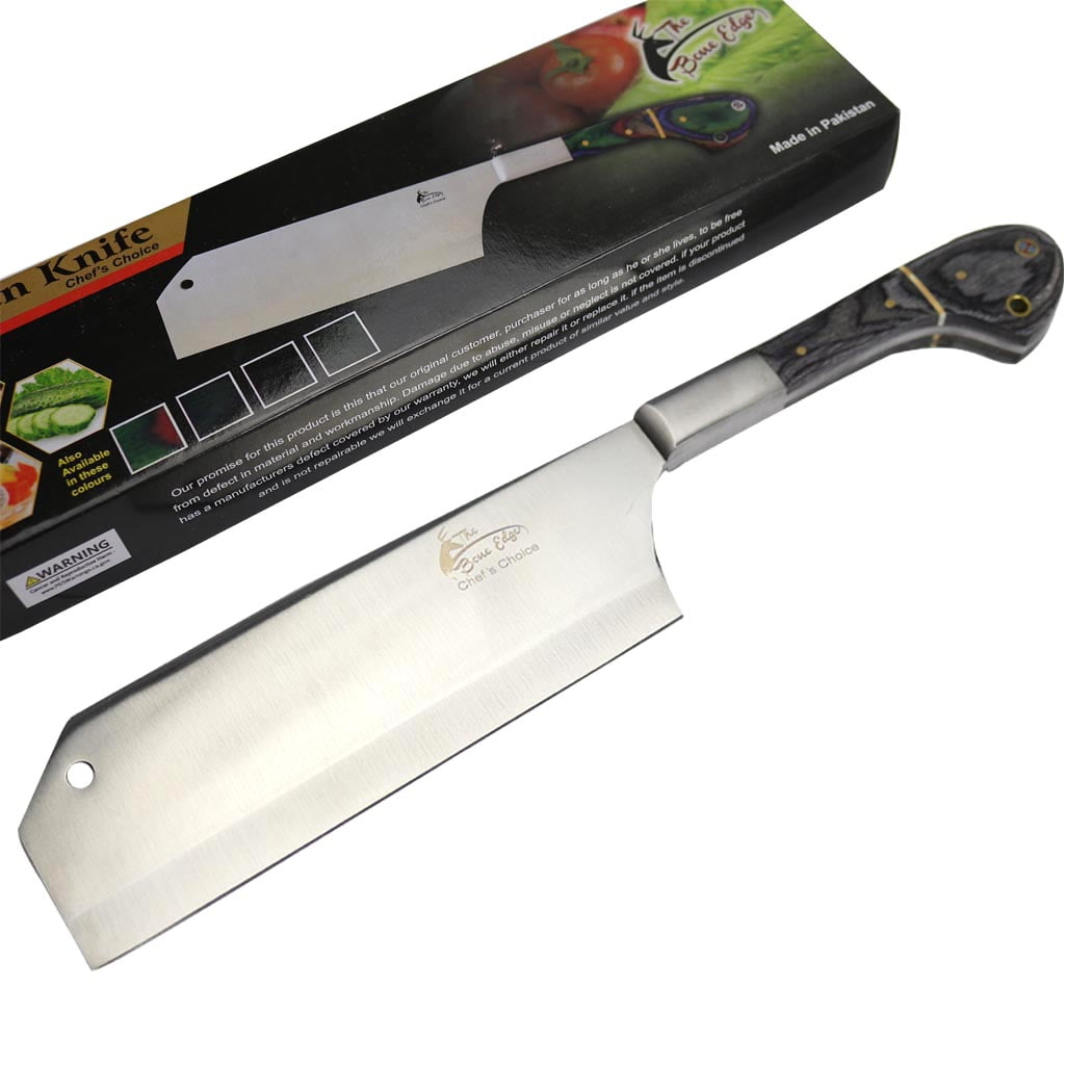 TheBoneEdge 12' Chef Kitchen Cleaver Knife Black Packawood Handle