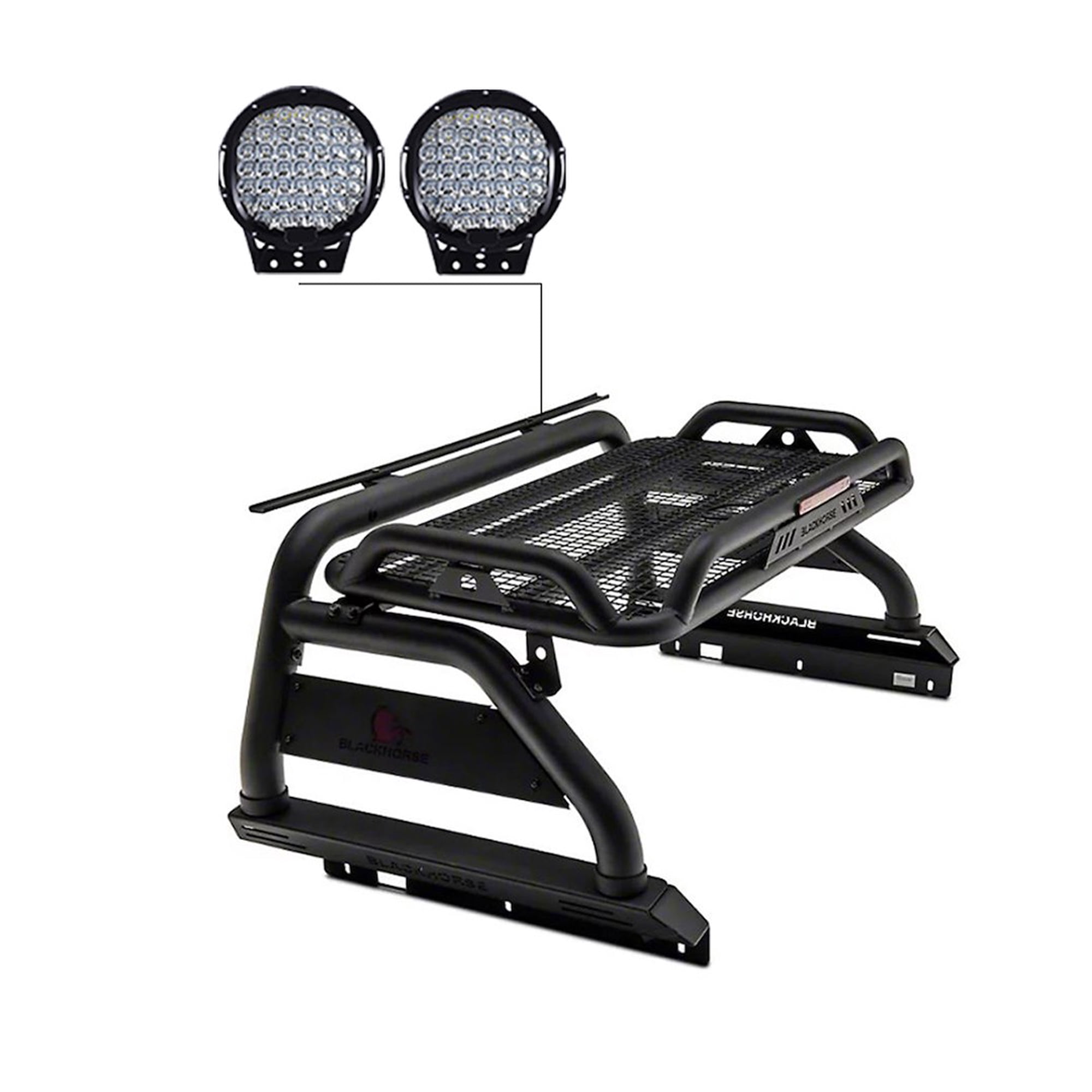 Black Horse Off Road Atlas Roll Bar Kit Black Compatible with 2020-2023 Jeep Gladiator-ATRB9BK-PL69B