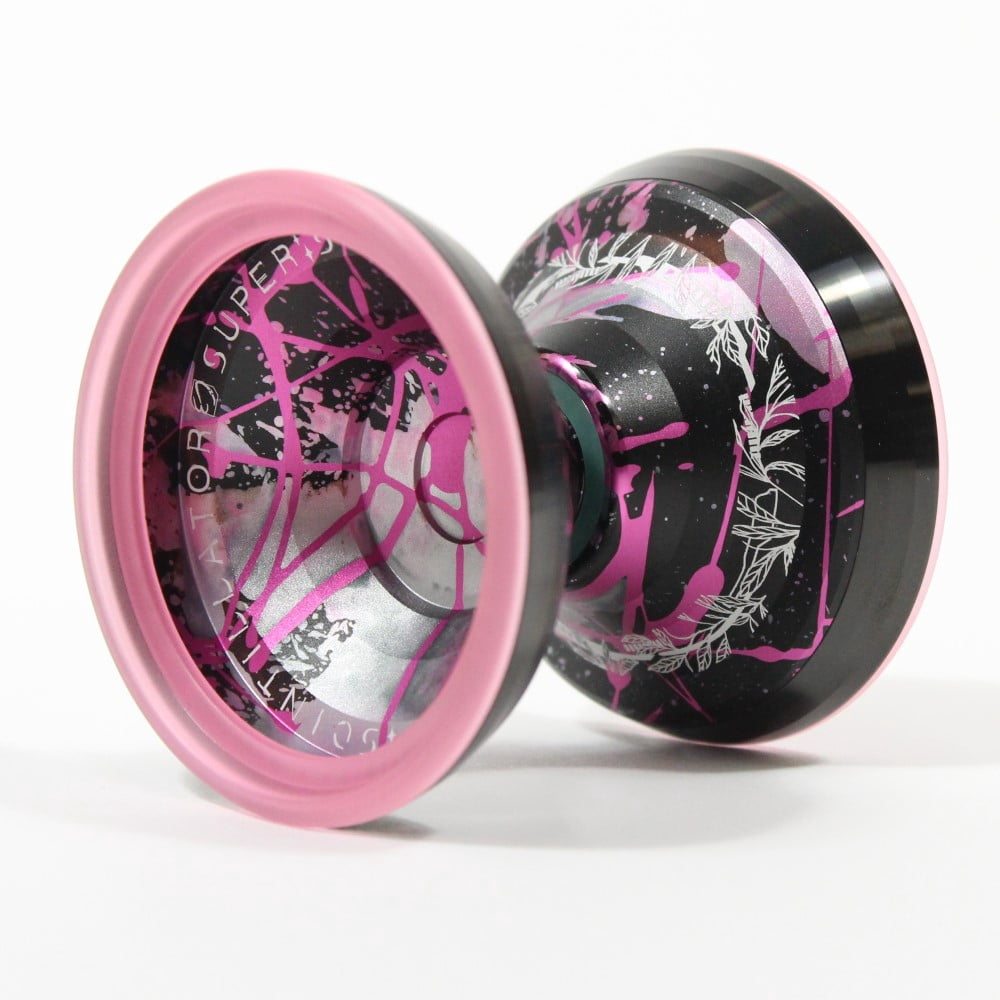 C3yoyodesign Super Scintillator Yo-Yo - Hybrid Tri-Material - Simpson Wong Signature YoYo (Black Pink Black Rims Pink Rings)