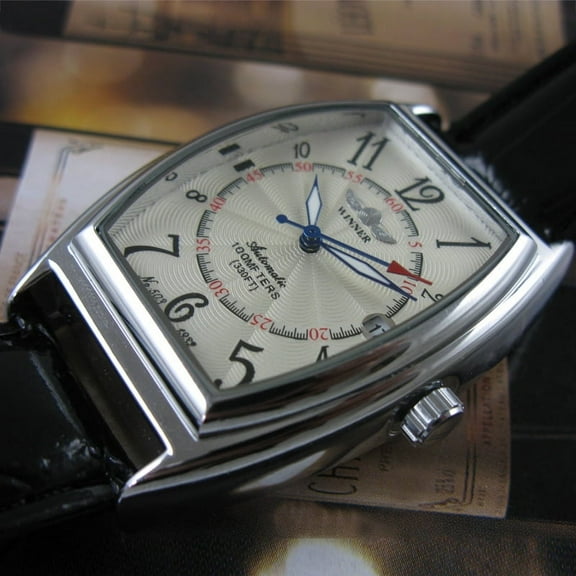 Mens Selfwinding Automatic Mechanical Watch Sports Black Leather Date Male Wristwatch