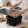 thumbnail image 5 of VMWMSSR Reusable Collapsible Silicone Air Fryer Pot, Non-Stick Air Fryer Basket With Handles, Heat-Resistant Liner For Air Fryer Oven And Cooking Grey-21cm, 5 of 6