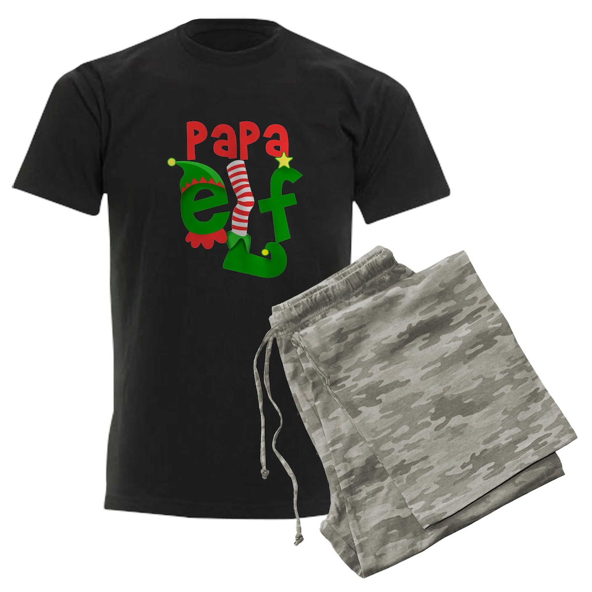 CafePress - Papa Elf - Men's Dark Loose Fit Cotton Pajama Set