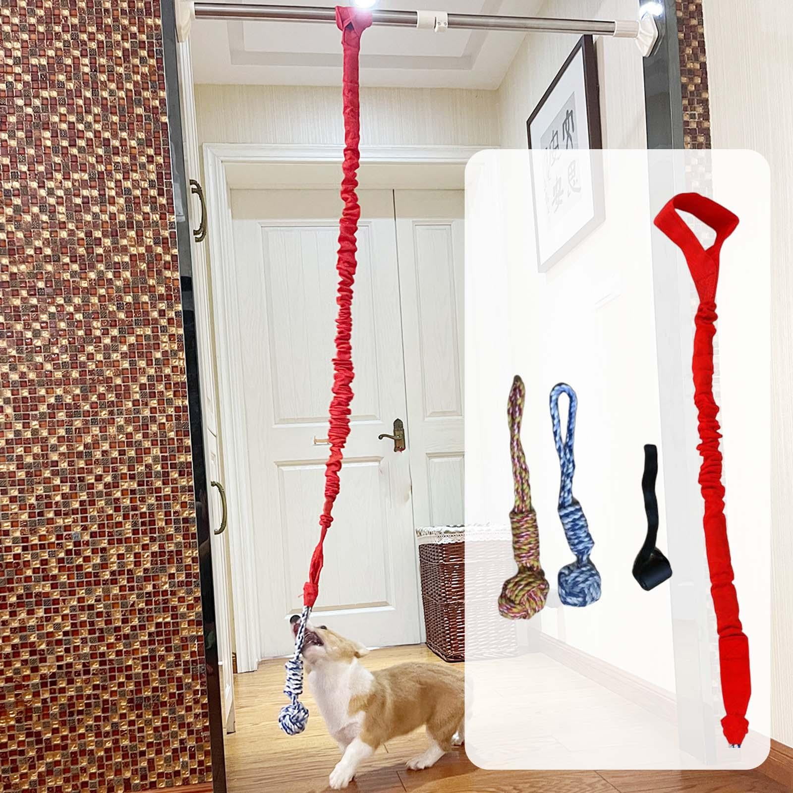 Dog Outdoor Hanging Toy Teething Chew Toy Door Hanging Tug Toy Tug of War Toy for Small Large Dogs Indoor Exercise Red