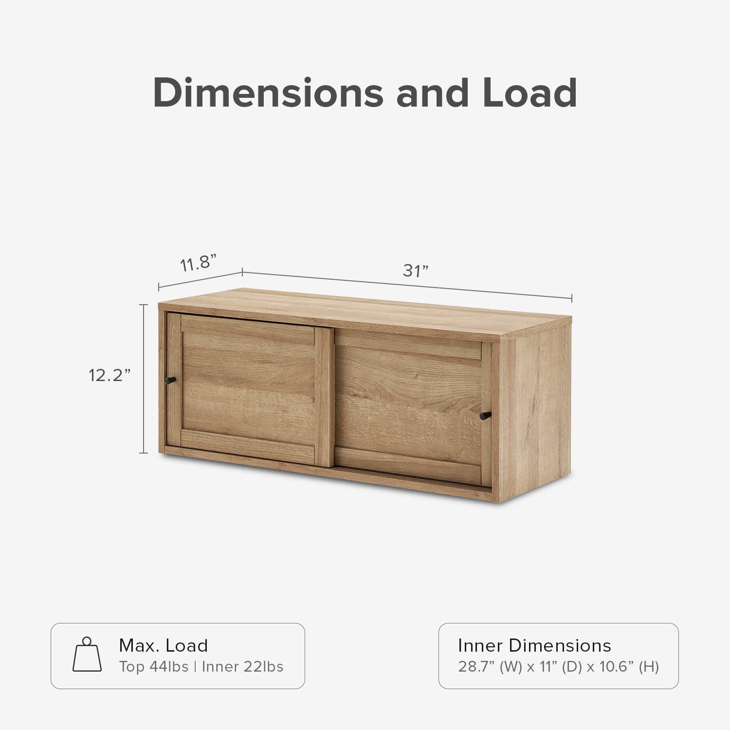 Mopio Lauren 31" Floating TV Stand, Wall-Mounted Media Console with Storage, Modern Farmhouse Entertainment Center, Oak