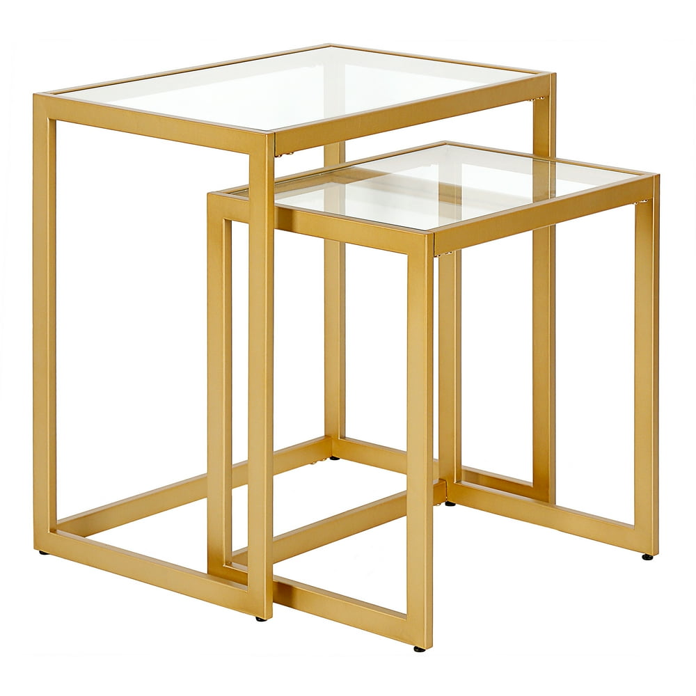 Evelyn&Zoe Nesting Side Table Set with Glass Top