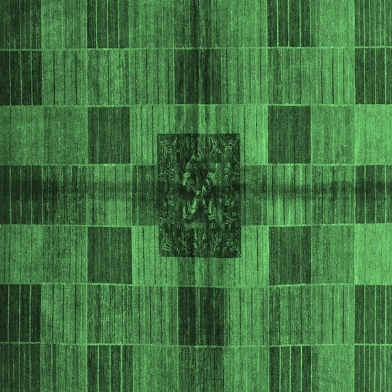Ahgly Company Indoor Square Checkered Emerald Green Modern Area Rugs, 3' Square
