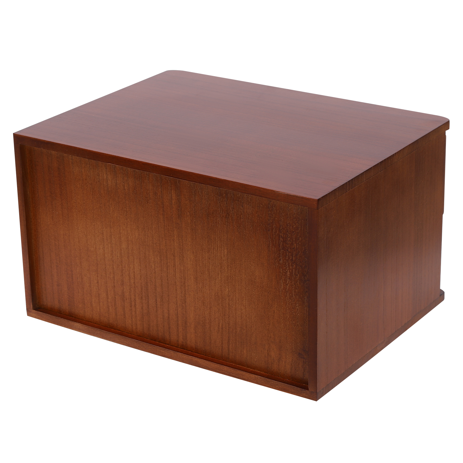 Wooden Desktop Storage Cabinet, Countertop Box Storage Cabinet Organizer with 2 Tiers, 1 Locks Capacity 66.14 lbs Fits for Study, Home Office, Bedroom, Dresser (Walnut Color)