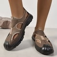 thumbnail image 4 of pwidon Men's Closed Toe Mesh Hiking Sandals Slip On Non Slip Thick Rubber Sole Outdoor Summer Walking Shoes Coffee 39, 4 of 6