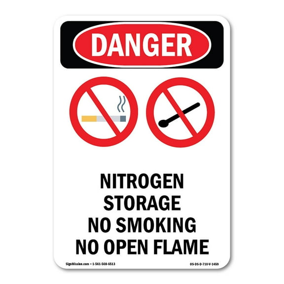OSHA Danger Sign -  Nitrogen Storage No | Plastic Sign | Protect Your Business, Construction Site, Warehouse & Shop Area |  Made in The USA