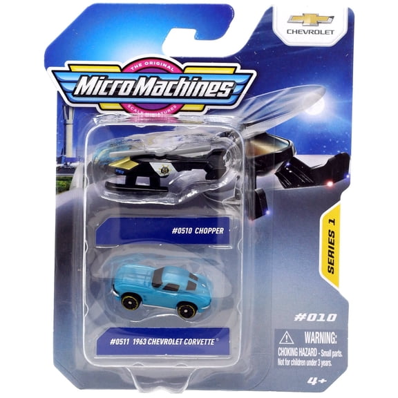 Micro Machines Series 1 Chopper & 1963 Chevrolet Corvette Vehicle 2-Pack