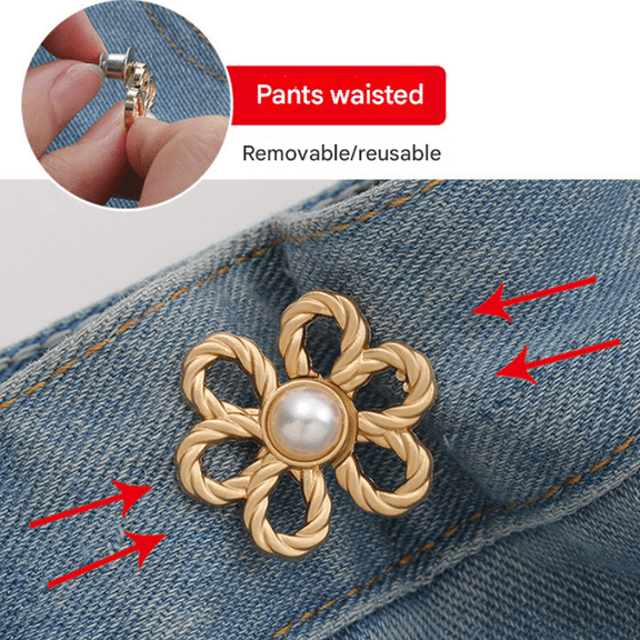 Detachable Waist Reducer with Plated Petal Buckles No Slip No Nails for Jeans Skirts