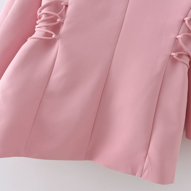 Blazer para mujer, chaqueta lisa con cuello vuelto, abrigo de manga larga, abrigo para mujer