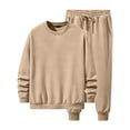 thumbnail image 4 of Nokdvo Sweat Suits for Men Long Sleeve Crewneck Suits Stretchy Solid Color Tracksuits with Pockets Casual Jogger Trendy Relaxed Fit Athletic Tops and Pants Sweatsuits,Khaki L, 4 of 4