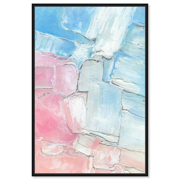 Pastel Clouds Beach Life Inspired Pastel Color Canvas Wall Art by Art Remedy, Black Floater Frame, 10"x15"