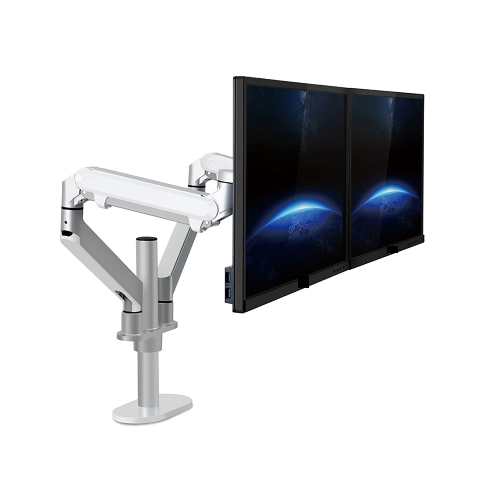 Desktop 17-32 Inch Dual Monitor Mount Arm Full Motion Aluminum Monitor Holder Gas Spring Arm Load 2-8kgs Each ,Easy Setup