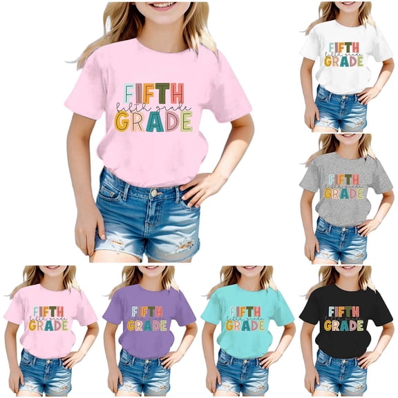 CAIXIA First Day Of School Shirt Girls Boys Happy Kindergarten 1st Grade T-Shirt Back To School Shirts for Teens Kids Short Sleeve Shirts Pencil Graphic Tee Tops Party Gift Summer Clothes