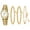 AllGoldWhite-4Pcs-A, variant on Womens Watch Set, 18K Gold Plated Bangle Bracelets Ring for Women, Dainty Ladies Wrist Watch Waterproof Analog Watch, Gifts for Women - 4PCS