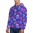 thumbnail image 3 of Pofeuu blue Skull purple flower1 Print Mens Casual Hooded Collar Drawstring Hoodies Pullover Sweatshirts Casual Long Sleeve Shirts-XX-Large, 3 of 7