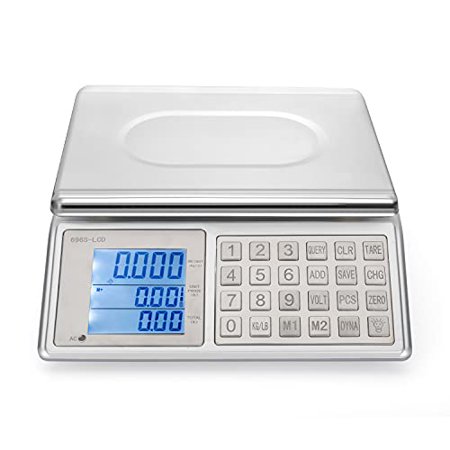 

Towiac Digital Price Computing Scale 66lb/30kg Commercial Retail Scales for Food Meat Fruit Produce w/ LCD Dual Screen Displays Rechargeable Battery