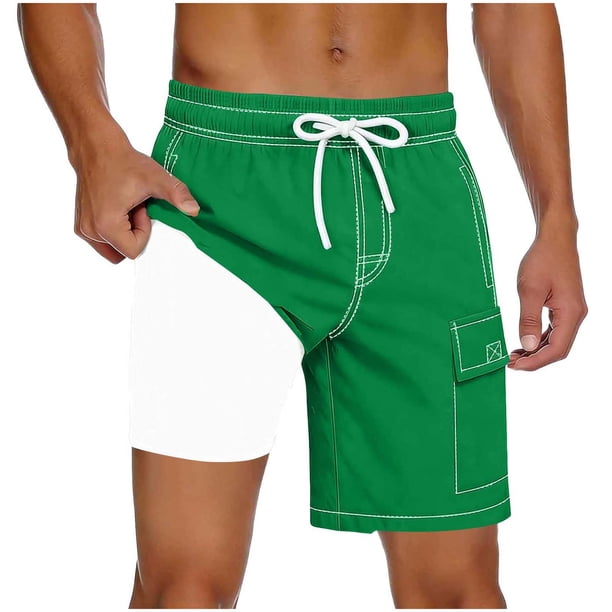 Pantalones Cortos para Hombre de Cintura Elástica con Bolsillos Secado Rápido Multi Bolsillo Pantalones de Natación Playa