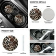 thumbnail image 5 of Renewold Brown Beige Cow Print 12 Pieces Car Seat Cover with Steering Wheel Cover, Seat Belt Strap Wrap Cover Armrest Pad Handbrake Cover Gear Shift Cover+Truck Vans Sedans Cup Holder Coasters, 5 of 7