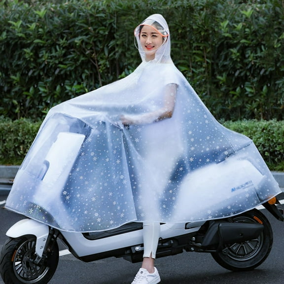 Motorcycle Raincoat Cycling Rain Poncho Waterproof Scooter Rain Capes for Men WomenWhite Snowflake Without Retroreflector 3XL Thicken