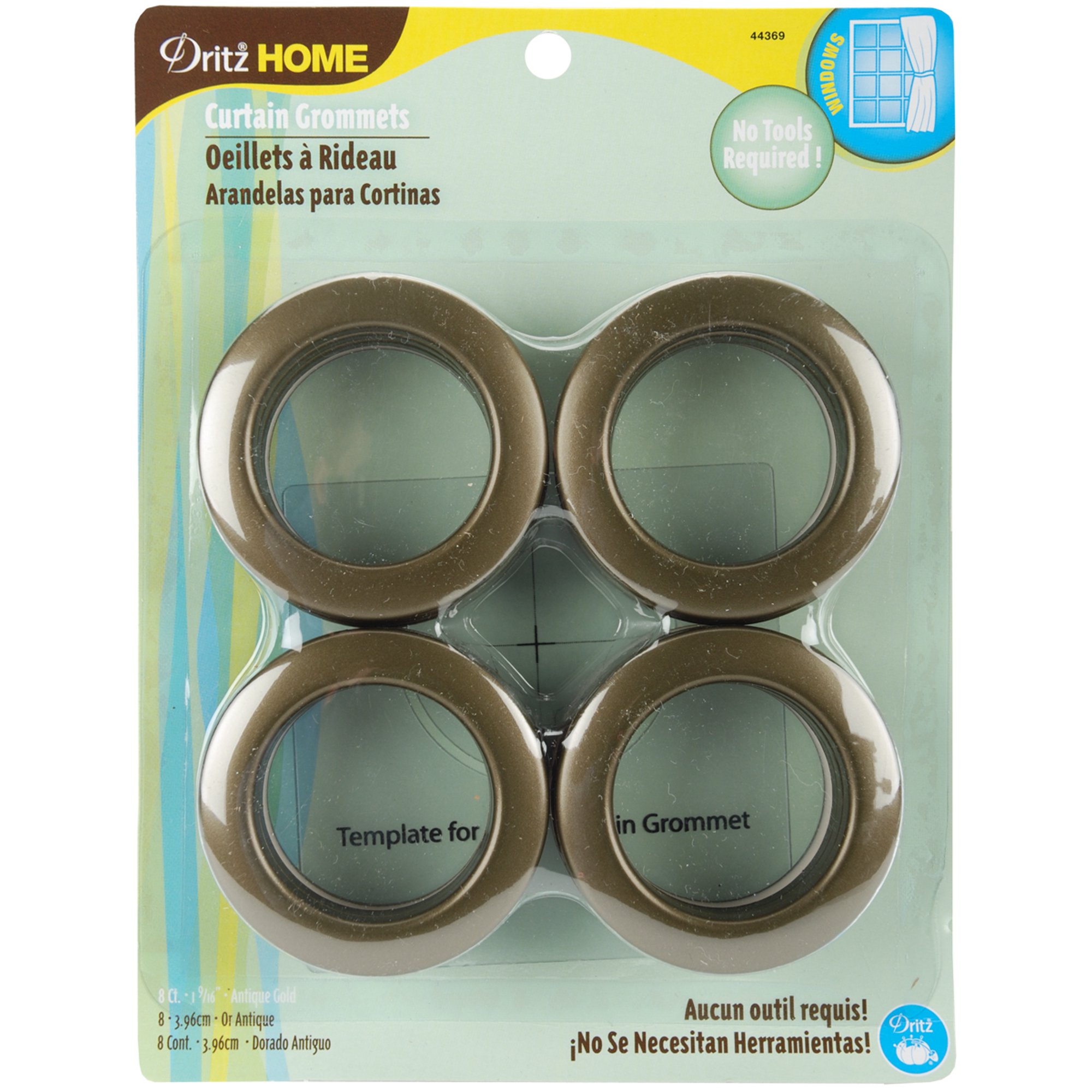 Curtain Grommets 1 9 16 Inner Diameter Plastic 8 Pkg Antique Gold