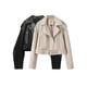 thumbnail image 2 of HH TRAF Chaqueta corta elegante de calle con cuello vuelto para mujer, chaqueta de otoño con cremallera y bolsillo, de manga larga, color liso y bicolor, 2 of 5