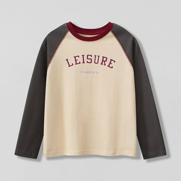 Trupants Boys T-shirt: Boys Cotton Solid Color Crewneck Long Sleeve, Beige, Fall Clothing, Boys Casual, for boys kids, Size 7 T