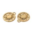thumbnail image 2 of 20pc Ion Plating(IP) 304 Stainless Steel Pendant Cabochon Settings Flat Round with Sun Real 18K Gold Plated Tray: 3mm 15x12.5x1mm Hole: 1.6mm, 2 of 2