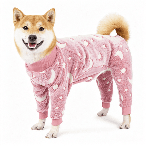 GASTROPOD Dog Fleece Pajamas Large Dog 4 Legs Winter Clothes for Dog Fit Warm Jumpsuit for Dogs Dog Pajamas for Large Breeds(Pink,L)