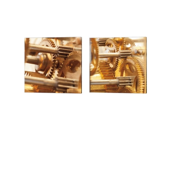 Great Art Now Gilded Gears by Laura Marshall 2 Piece Canvas Art Set Each 14W x 14H