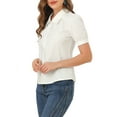thumbnail image 4 of INSPIRE CHIC Women's Elegant Cotton Puff Short Sleeve Button Front Shirt Top, 4 of 6