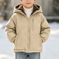 thumbnail image 2 of Abtuhar Toddler Boys Fall Winter Hooded Casual Outerwear and Jackets Solid Fleece‑lined Padded Coat with Side Pockets for 2‑9 Years, 2 of 5