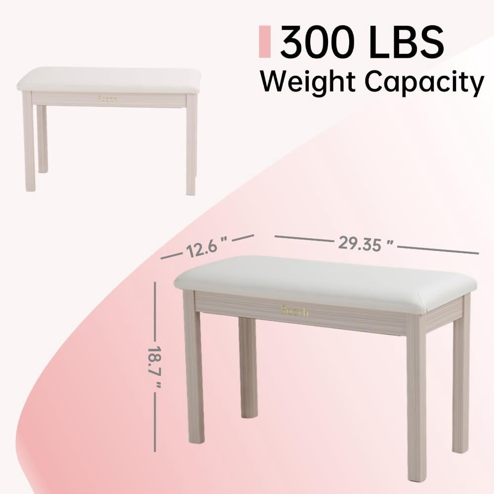 S100 Solid Wood Duet Piano Bench With Storage  Stool Padded Cushion Keyboard Bookcase Chair And Seat. High-density Sponges. (beige)