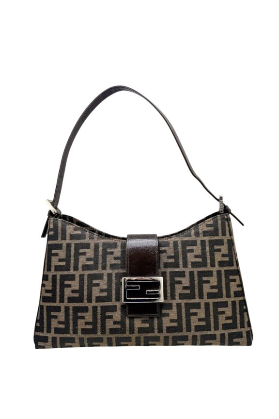 Pre-Owned FENDI Mamma Bucket Zucca Brown FF Canvas Women's Bag