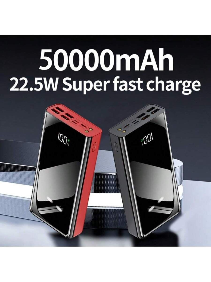 50000mAh Power Bank with LED Display & Flashlight, Portable Charger for iPhone/Android Phones, Outdoor Camping Travel Emergency Backup Battery Pack