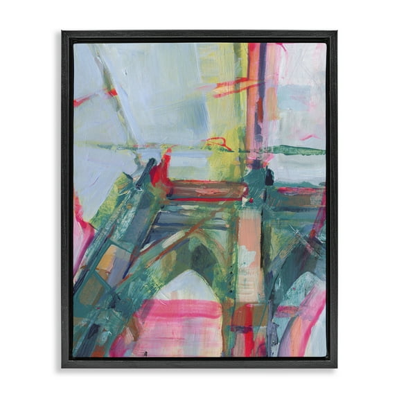 Stupell Industries Looming Bridge Arches Buildings & Architecture Painting Black Floater Framed Canvas Art Print Wall Art, 17 x 21