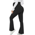 thumbnail image 2 of Kilaqueen Maternity Leggings High-Waisted Belly Support and Butt Lift Flare Leggings with Pockets Solid Color Over The Belly Yoga Pants for Workout, 2 of 6
