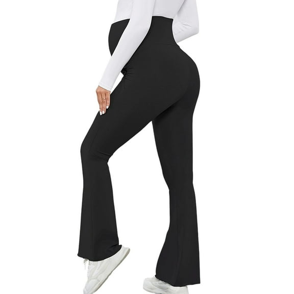 hengsof Maternity Soft Flare Leggings High Waisted Over the Belly Bell Bottoms Casual Yoga Leggings