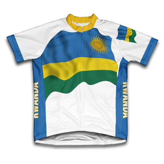 Rwanda Flag Short Sleeve Cycling Jersey for Men - Size XL