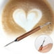 thumbnail image 3 of Mango de Madera de la Pluma del Arte del Latte del Café Acero Inoxidable Sunnimix Pluma del arte del café, 3 of 8