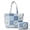 Blue Bow Floral Patchwork, variant on Blue Bow Floral Patchwork Quilted Tote Bag with Matching Cosmetic Pouch Set, Lightweight Shoulder Bag Work Travel Shopping Handbag for Women