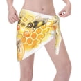 thumbnail image 3 of Kll Honey Bee Print Women'S Sarong Coverups Short Bathing Suit Wrap Skirt Beach Wrap Swimsuit Cover Ups, 3 of 7
