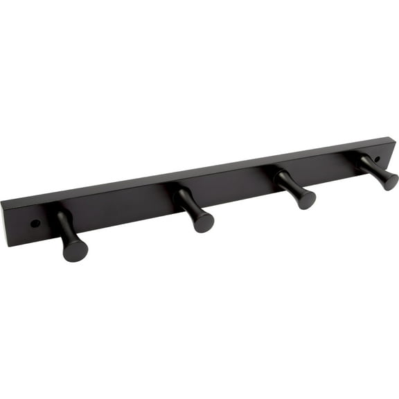 Mainstays Wall Mounted 18 in. Matte Black Wood Hook Rail, 4 Hooks