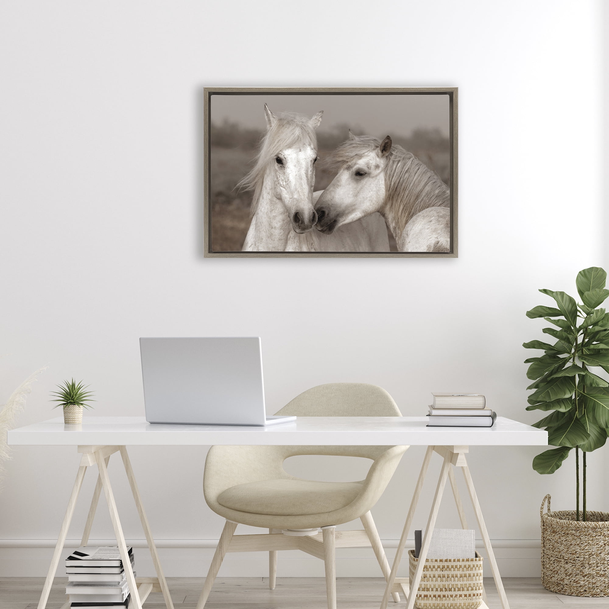 Stupell Industries Gentle Companionship Horses Brown Framed Floater Canvas Wall Art, design by Danita Delimont