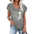 thumbnail image 1 of zanvin Hauts pour Femmes, Mode d'Été T-shirt Blouse Décontractée à Col en V à Manches Courtes Imprimée pour Femmes, 1 of 4