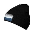 thumbnail image 2 of LNWH Knitted Acrylic Hat, Natural Snow Mountain Scenery Pattern Winter Beanie Hat for Cold Weather, Black, 2 of 8