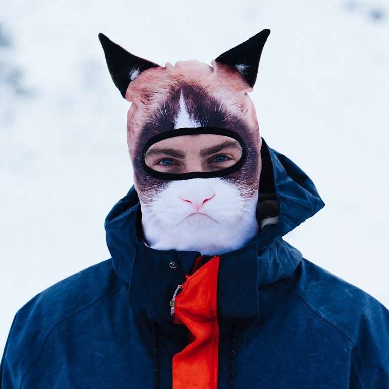 Beardowear Unisex Realistic Print Angry Cat Head Balaclava Face